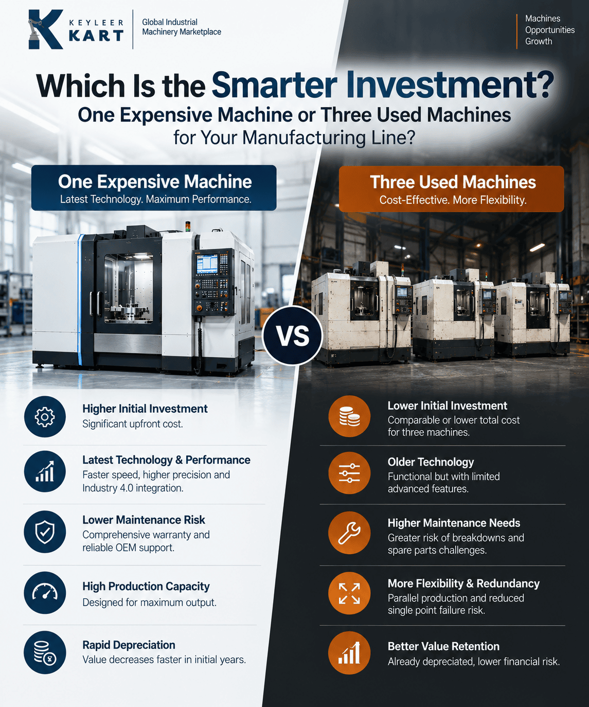 Which Is the Smarter Investment: One Expensive Machine or Three Used Machines for Your Manufacturing Line?